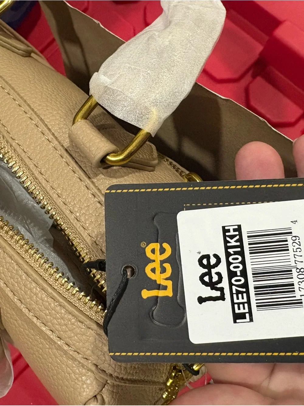 NWT Lee Khaki Beige Small Satchel Top Handle Crossbody Purse